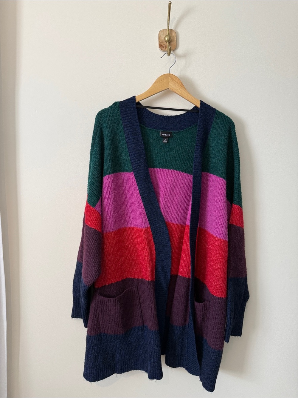 Torrid Colorblock Open-Front Cardigan